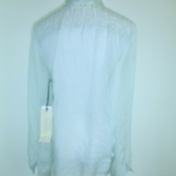 JOHNNY WAS 4 LOVE & LIBERTY blue button up Shirt Rozlynn embroidered lace S NWT - Picture 4 of 6